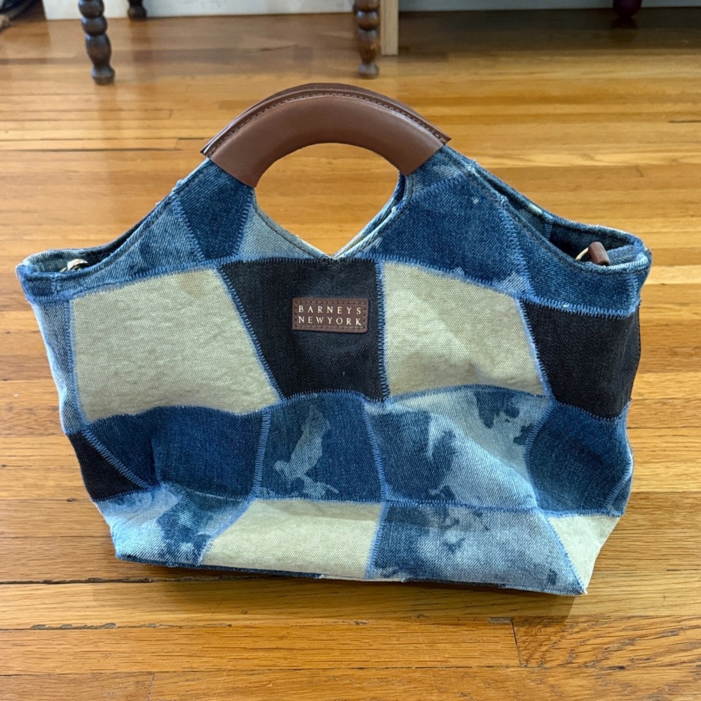 Barneys New York Denim Patchwork Tote Bag